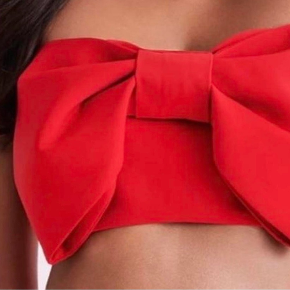 Elegant Red Bow Tube Top